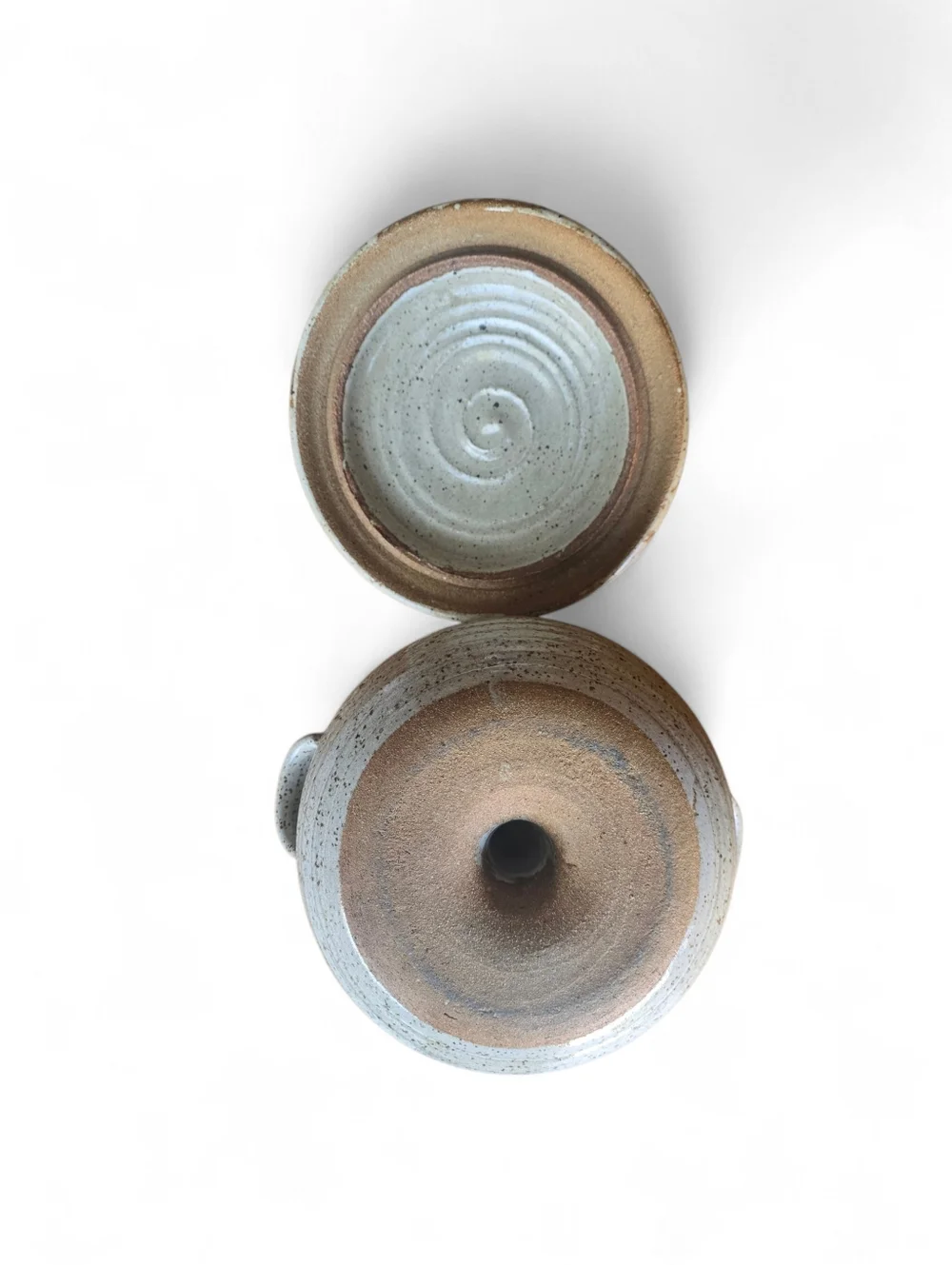 Vintage Stoneware Bundt Pan Bread Baker w Lid Rustic Farmhouse Cottagecore - Picture 5 of 6